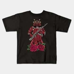 Samurai holding rifle illustration Kids T-Shirt